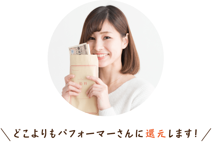 どこよりもパフォーマーさんに還元します！